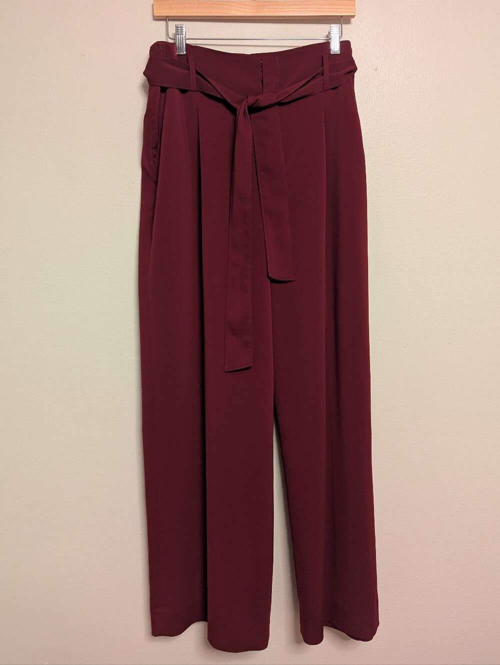 Antonio Melani Maroon Wide-Leg Paperbag Pants